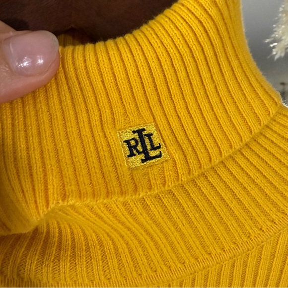 Lauren Ralph Lauren Women’s Yellow Long Sleeve Turtleneck Ribbed Sweater - Picture 3 of 5